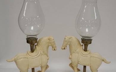 PAIR OF FIGURAL LAMPS, HORSES
