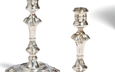 PAIR SILVER GEORGE II CANDLESTICK