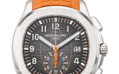 PATEK PHILIPPE. A RARE AND COVETED STAINLESS STEEL AUTOMATIC FLYBACK...