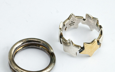 PIA RAUFF, 2 pcs. rings In sterling silver.