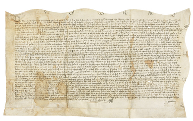 POLE, William de la, 1st Duke of Suffolk (1396-1450). Document signed ('Suffolk'), an indenture recording the resolution of a dispute relating to the manor of Sproughton, n.p., 19 May 1436.