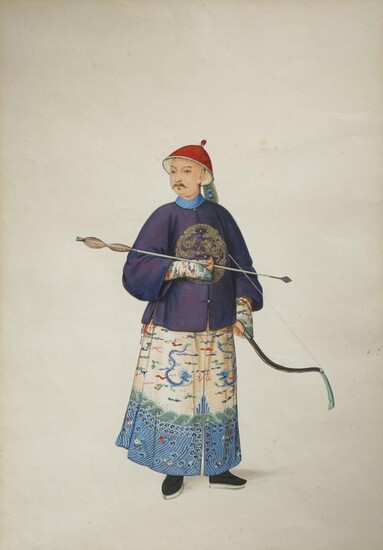 PORTRAITS ANONYMES (AU DÉBUT DU 19e SIÈCLE) Neuf peintures chinoises, gouache sur papier, chacune encadrée...