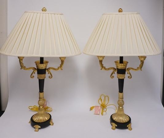 PR OF GILT DECORATED TABLE LAMPS