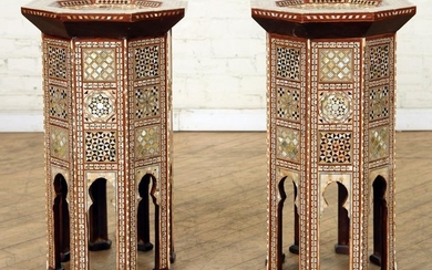 PR SYRIAN STYLE MOTHER OF PEARL INLAID END TABLES