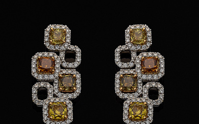 Paar extravagante Fancy Diamant-Ohrringe