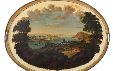 Painted Toleware Tray with View of Heidelberg