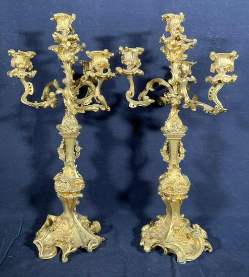 Pair Antique Rococo Style Candelabras w Cert