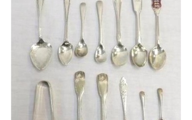 Pair Fiddle Thread & Shell C19th Salt Spoons, pair silver su...