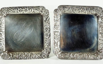 Pair Of Small Square Sterling Dishes
