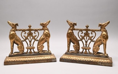 Pair of Aesthetic Movement Brass Figural Chenets
