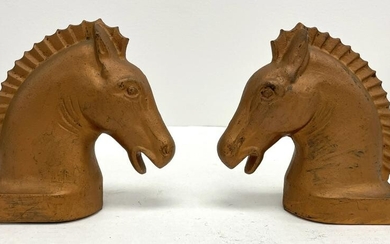 Pair of Cast Iron Horse Head Hitching Post Tops