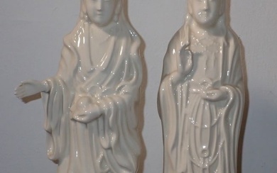 Pair of Chinese White Glazed Statues