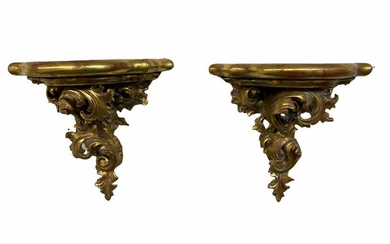 Pair of Italian Gold Leaf Rucoco Style Hanging Wall