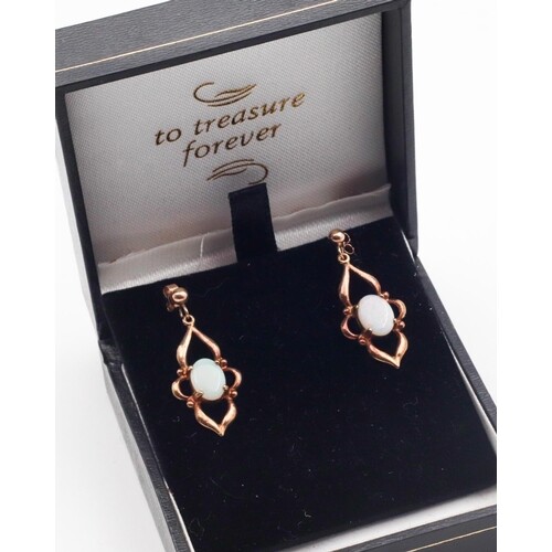 Pair of Opal Set 9 Carat Gold Earrings