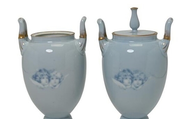 Pair of Rosenthal Copenhagen Porcelain Urns, Standing