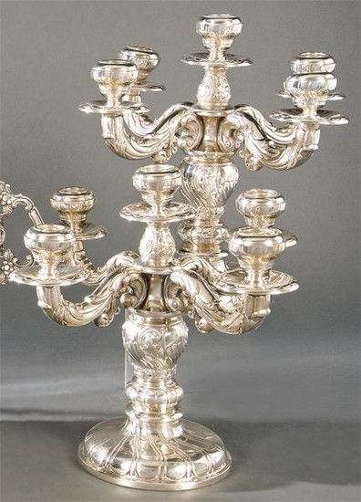 Pair of Spanish silver candlesticks punched 1st