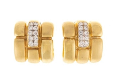 Pair of Statement 18K Diamond Earrings by M. Stowe