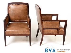 Pair of mahogany armchairs.