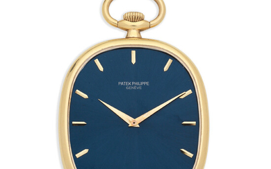 Patek Philippe. An 18K gold manual wind open face pocket watch with sigma dial Ellipse, Ref 874, Circa 1980