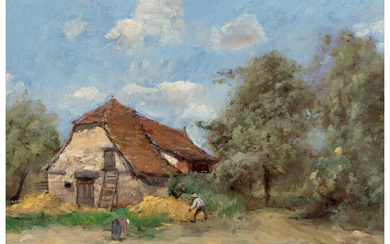 Paul Désiré Trouillebert (1829-1900), Le faucheur près de la ferme'