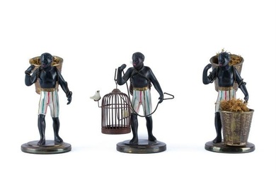 Petites Choses cold Painted Metal Figures of Nubian Bird Sellers