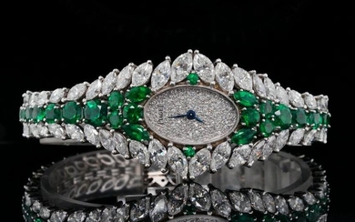 Piaget 24.00ctw Diamond and Emerald 18K Watch