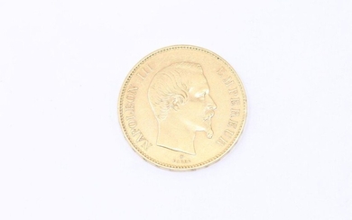 Coin of 100 Francs Napoleon III bareheaded, 1855, Strasbourg.