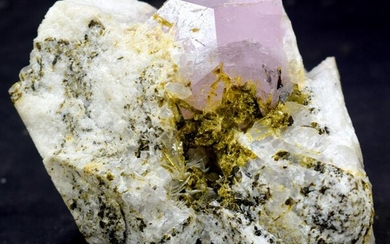 Pink Morganite Crystal with Tourmaline & Feldspar