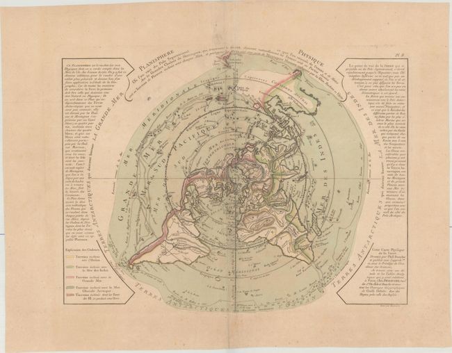 "Planisphere Physique ou l'on voit du Pole Septentrional ce que l'on Connoit de Terres et de Mers...", Buache/Dezauche