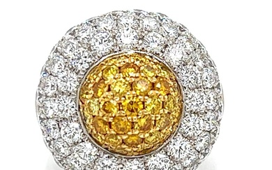Platinum & 18K White Gold Fancy Yellow Diamond Ring
