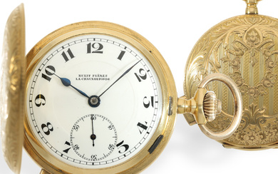 Pocket watch: fine gold hunting case watch with minute repeater and splendour case, ca. 1910