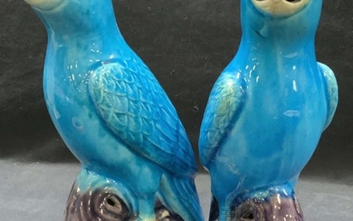 Pr Glazed Ceramic Bird Figures