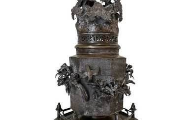 Probably 18th or 19th Century Monumental Japanese Bronze Incense Burner