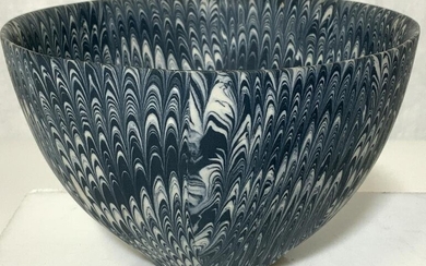 Pulled Feather Ceramic Bowl, Signed