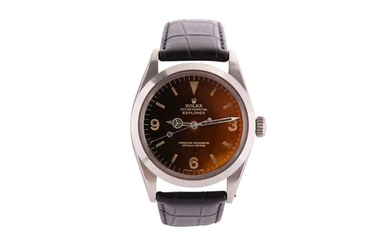 A RARE AND ATTRACTIVE ROLEX MEN'S STAINLESS STEEL AUTOMATIC WRISTWATCH RARE TROPICAL EXPLORER.