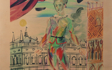 Raoul DUFY (1877-1953) – Arlequin, circa 1950 – Lithographie en couleurs sur vé…