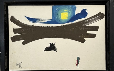 Raymond MORETTI (1931-2005) Composition, 1964. Gouache sur papier marouflée, signée et datée en bas à...