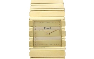 Reference 7131 C 701 Polo A yellow gold square shaped bracelet watch, Circa 1985