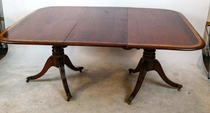 Regency-Style Banded Dining Table, Three Leaves