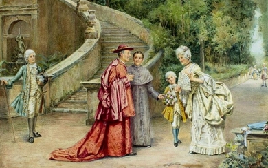 Renato Moretti (Italy,1863-1913) watercolor painting antique