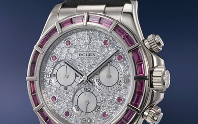 Rolex, Ref. 116589 SALV An extremely attractive white gold, diamond and sapphire-set chronograph wristwatch