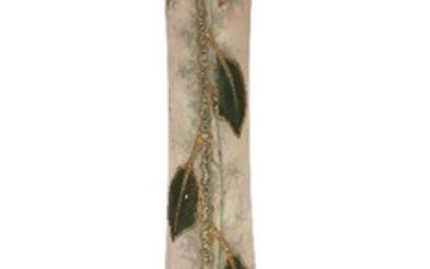 Royal Bonn (German 1755-1931), a tall ceramic vase, Early 20th Century, printed maker's marks, Germany, painted D5819 290 C.4112/1, painter's signature 'B. GÜssgeu' on the side, Decorated with gilded raised outline of a tall flowering plant with...