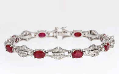 Rubies and diamonds bracelet.
