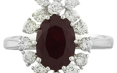 Ruby Diamond Ring 14K White Gold