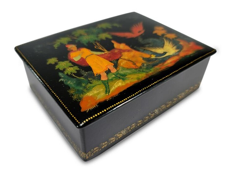 Russian lacquer painted box, signed and dated 1967