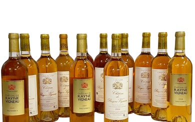 SAUTERNES Château de Rayne Vigneau 9 bouteilles de 2002, 2003, 2004, 2005 (2), 2006, 2007...