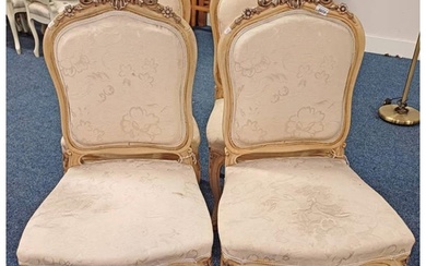 SET OF 4 LATE 19TH CENTURY CHAIRS WITH PADDED BACKS ON SHAPE...