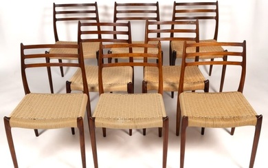 SET OF EIGHT DANISH MID-CENTURY MODERN NIELS OTTO MOLLER NO. 78 ROSEWOOD DINING CHAIRS
