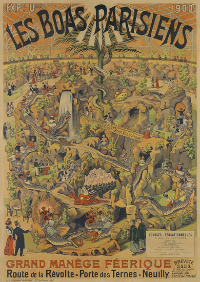 SIGNATURE UNKNOWN LES BOAS PARISIENS / GRAND MANÈGE FÉERIQUE. 1899. 52 3/4x37 inches,...