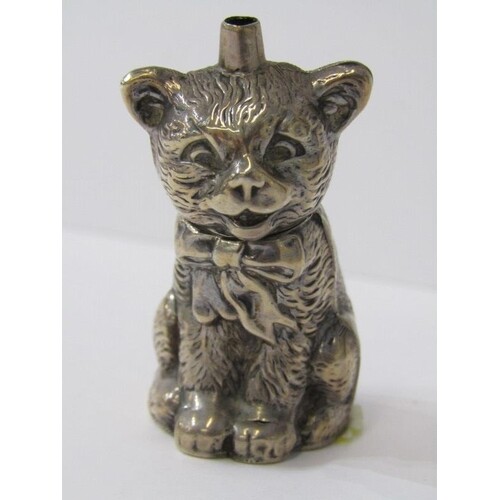 SILVER CAT, a HM silver lidded lighter in the form of a cat,...